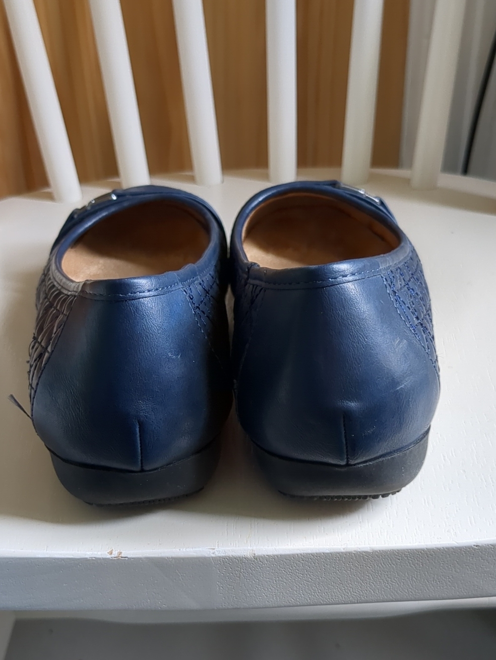 Croft & Barrow Quilted Navy Ballet Flats with Buckle Accent. Size 8.5 Wide. - Picture 3 of 5
